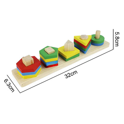 Encaje Didáctico de Figuras y Colores en Madera