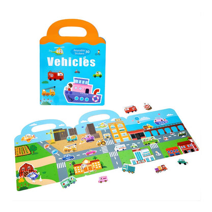 Libro de Stickers Magnéticos Reutilizables Vehículos