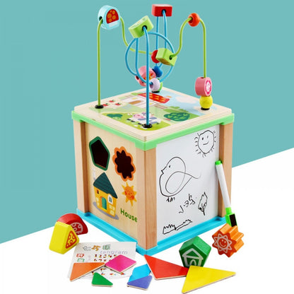 Cubo Didáctico de Madera con Pizarra