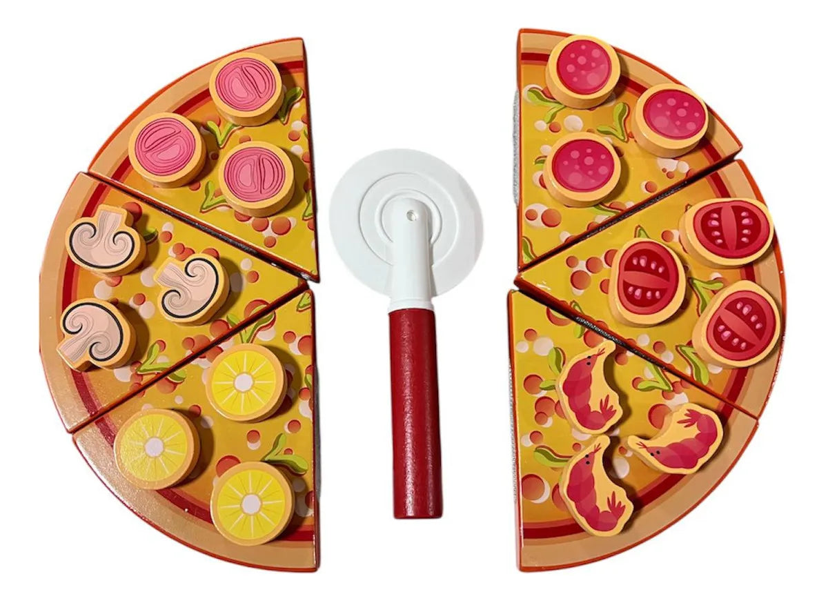 Juego de Pizza de Madera y Velcro