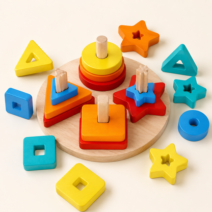 Juego de Encaje de Madera - Formas, Colores y Tamaños