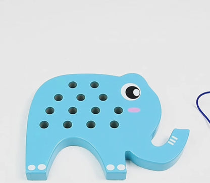 Set de Enhebrado Patito y Elefante de Madera